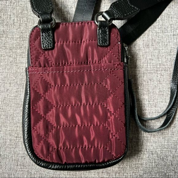 Aimee Kestenberg Just Sayin’ Quilted Crossbody Mini Bag Burgundy Black Leather - Picture 5 of 9